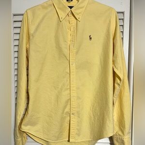 Women’s Ralph Lauren button up shirt. Bright yellow, size 8. Slim fit.